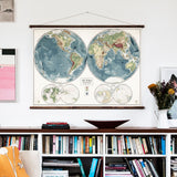 World in Hemispheres Map